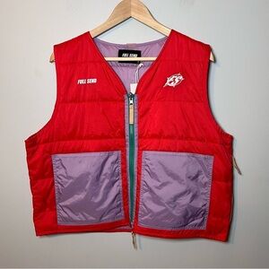 Nelk Boys Full Send Vest Men’s Medium Red Technical Full Zip Sleeveless Pockets